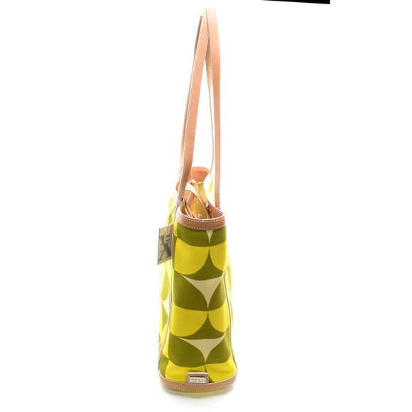 Maxx New York Large Geometry Pattern Canvas Leather Trim Tote Bag - Picture 2 of 6